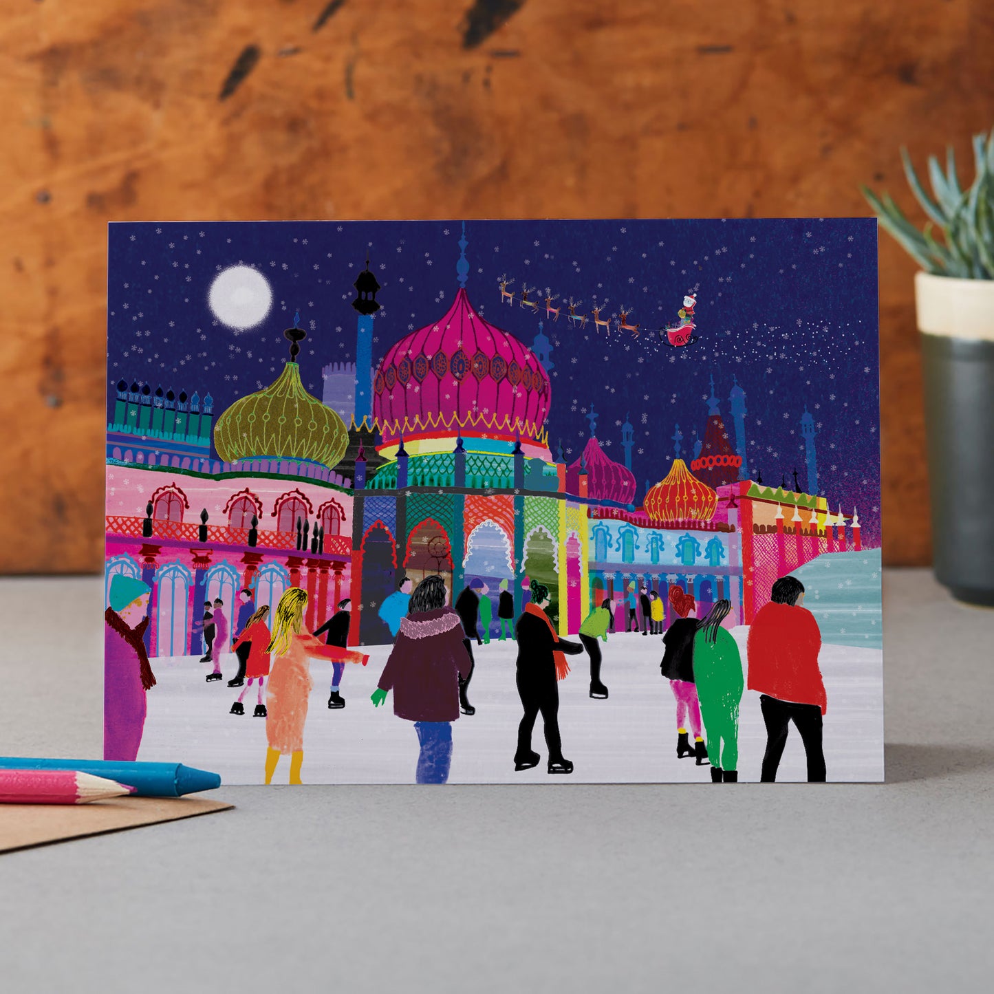 ICE SKATING AT BRIGHTON PAVILION CHRISTMAS CARD, LM256