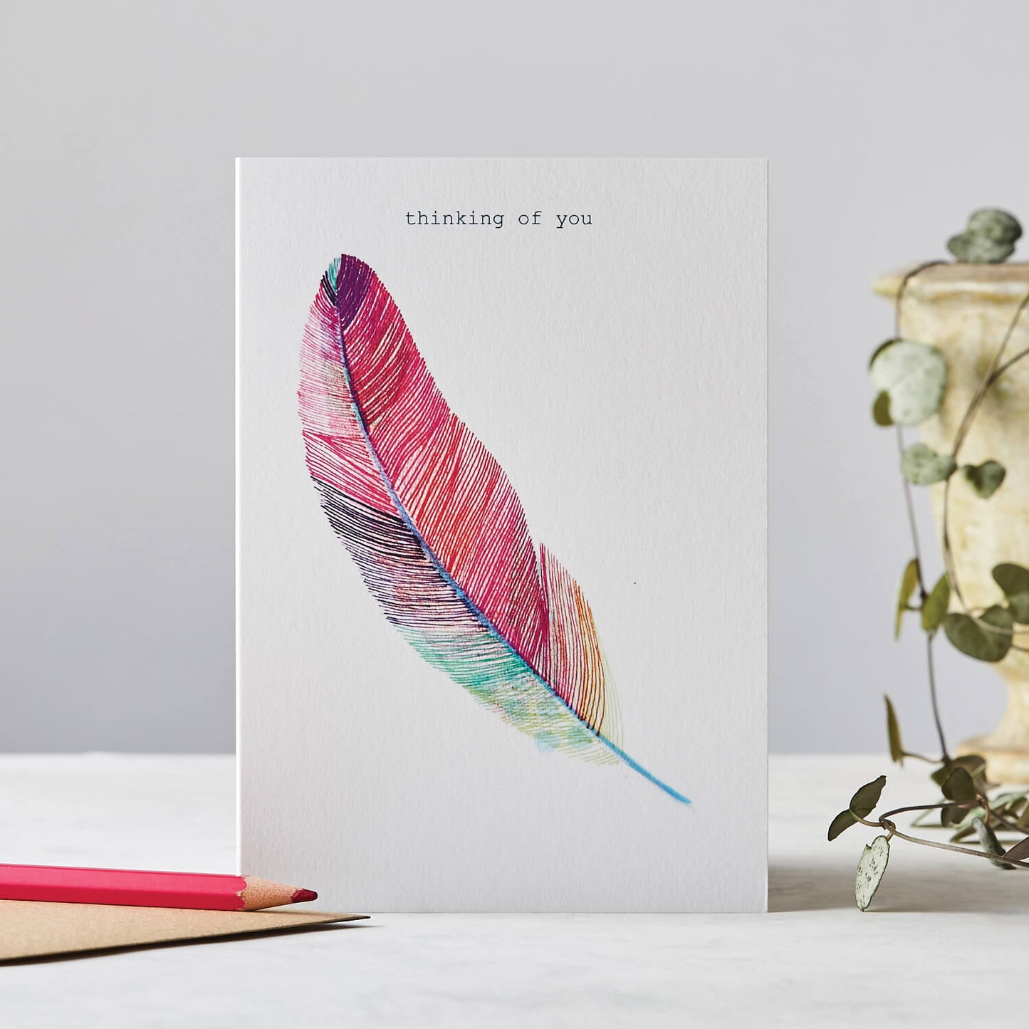 THINKING OF YOU FEATHER CARD
