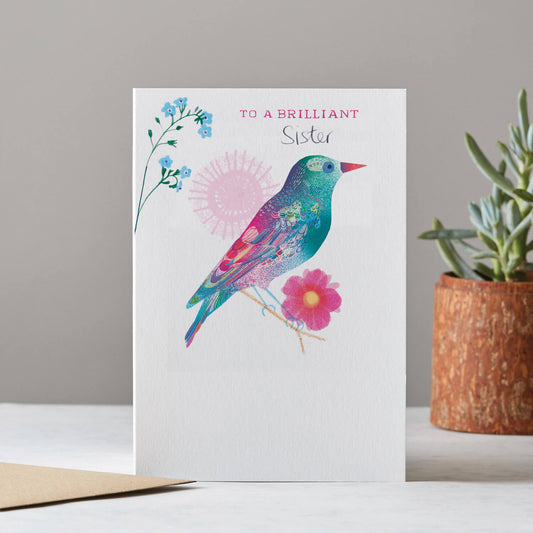 TO A BRILLIANT SISTER, STARLING CARD