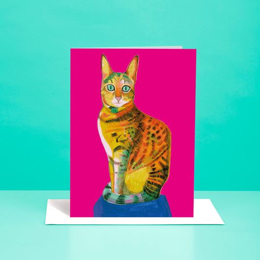 Pink Cat greetings card