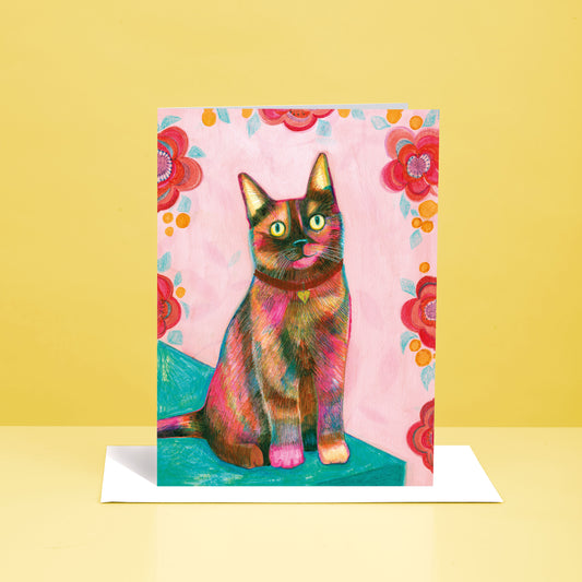 Tortoiseshell Cat greetings card