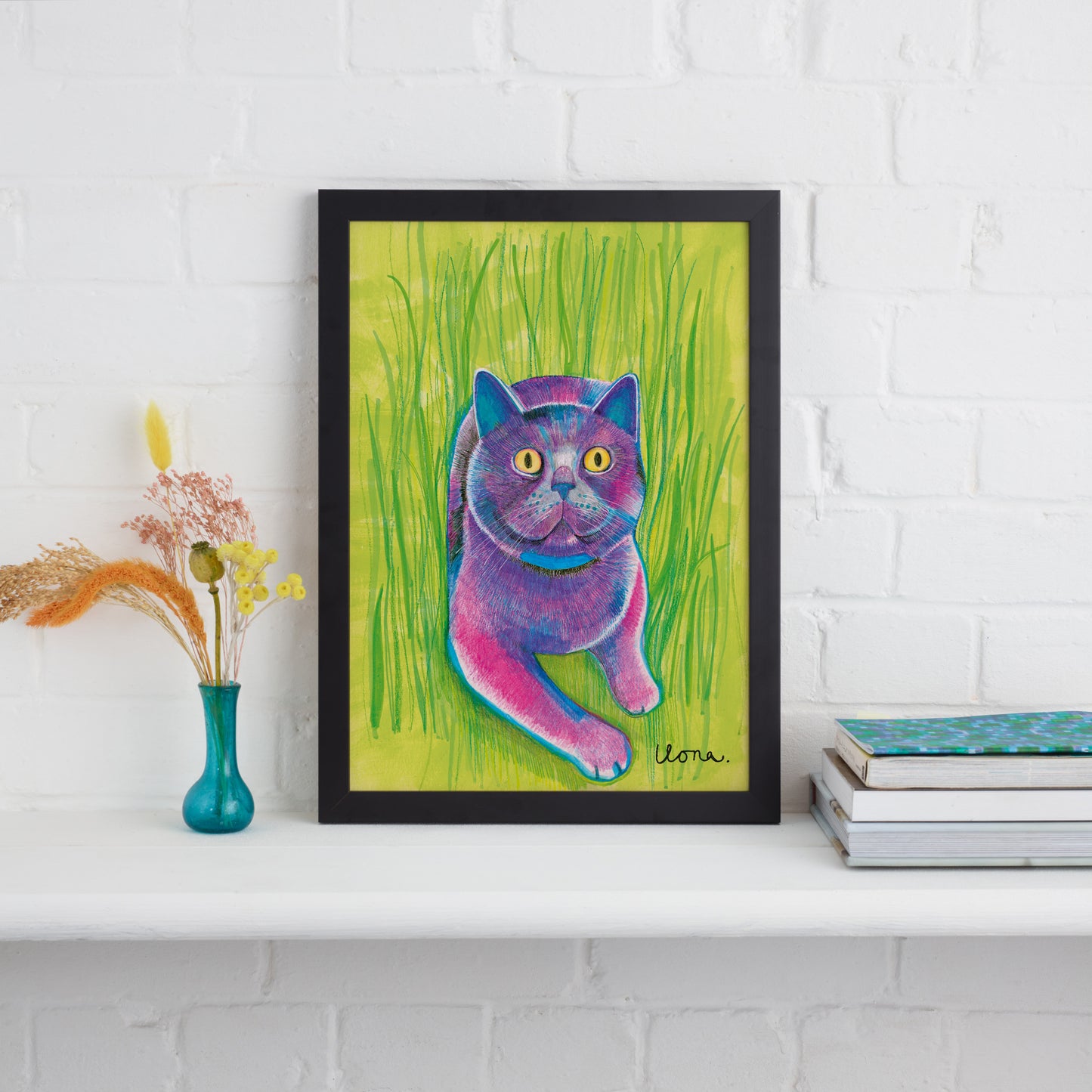 Blue Cat Print