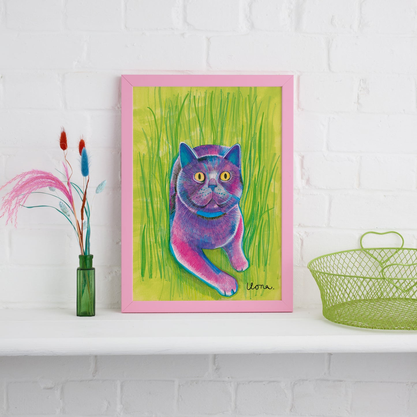 Blue Cat Print