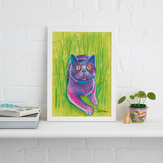 Blue Cat Print