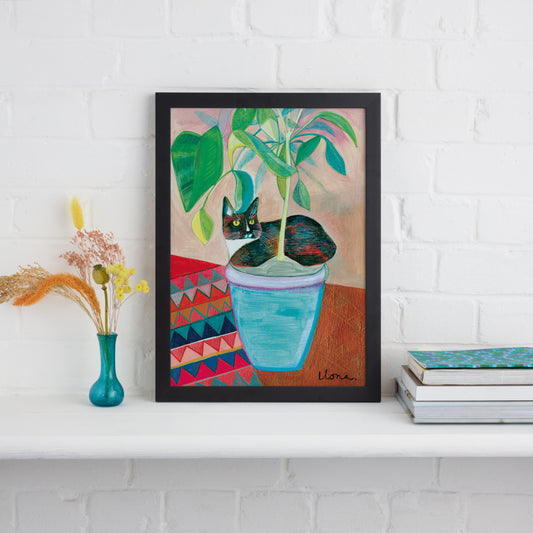 Flower Pot Cat Print