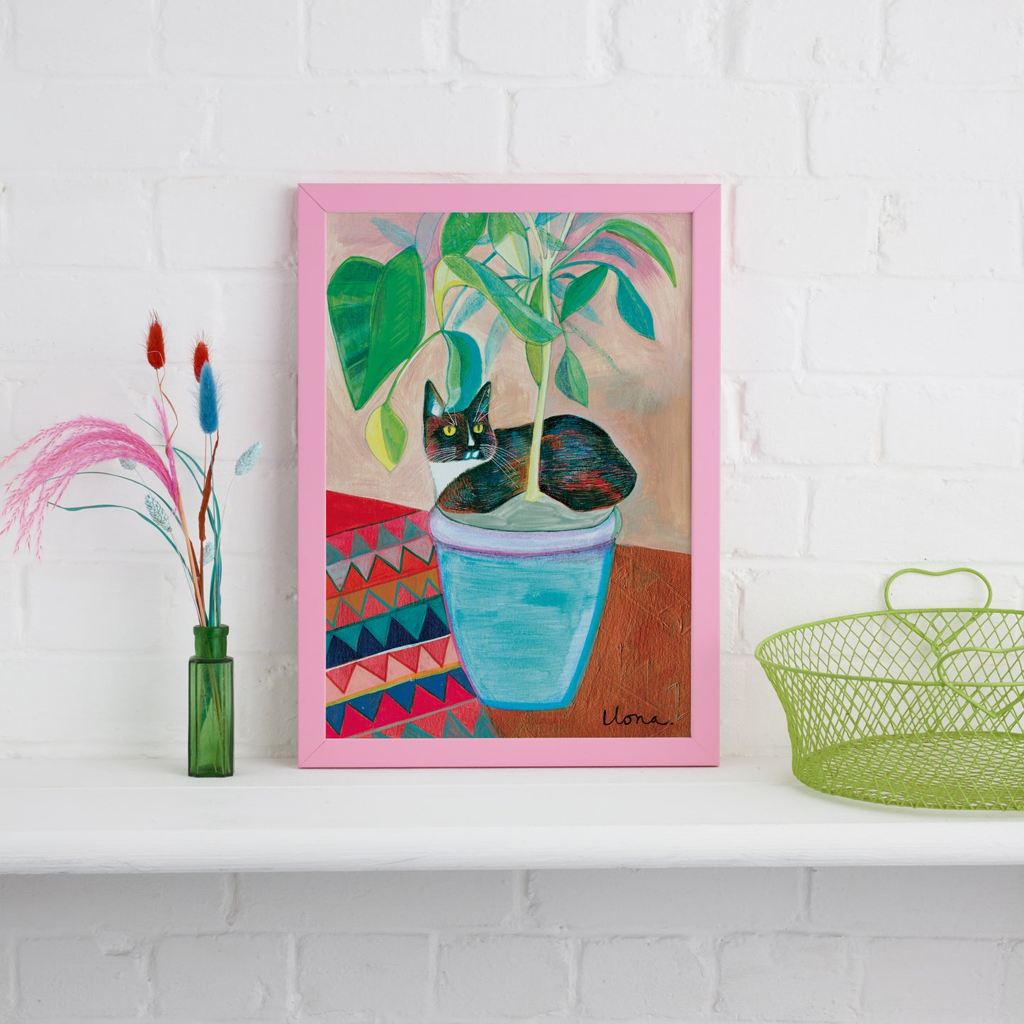 Flower Pot Cat Print