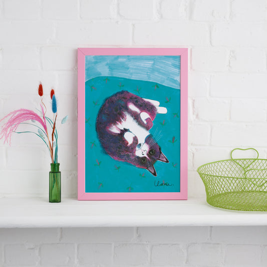 Turquoise Cat Print
