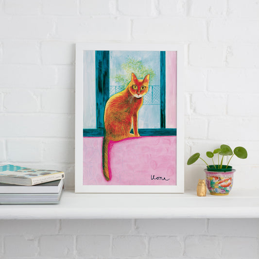 Window Sill Cat Print