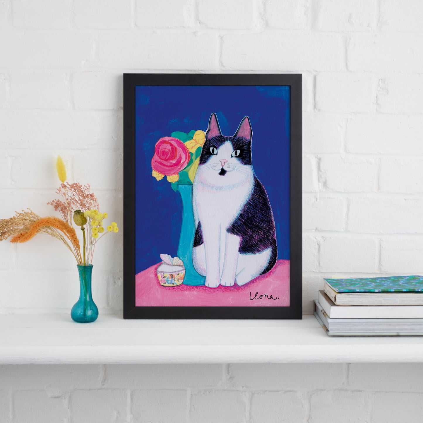 Cat with Vase Print