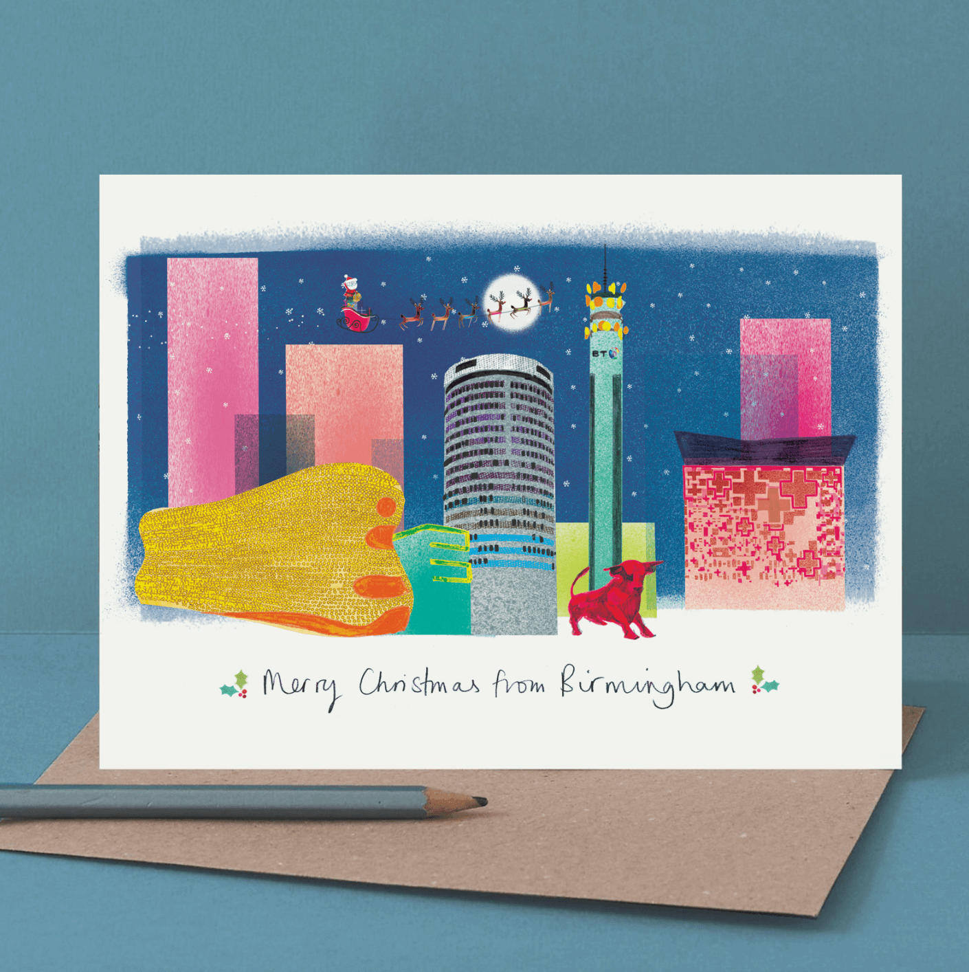 CHRISTMAS BIRMINGHAM SKYLINE CARD