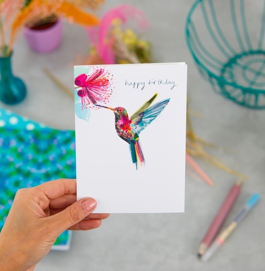 HAPPY BIRTHDAY HUMMINGBIRD CARD
