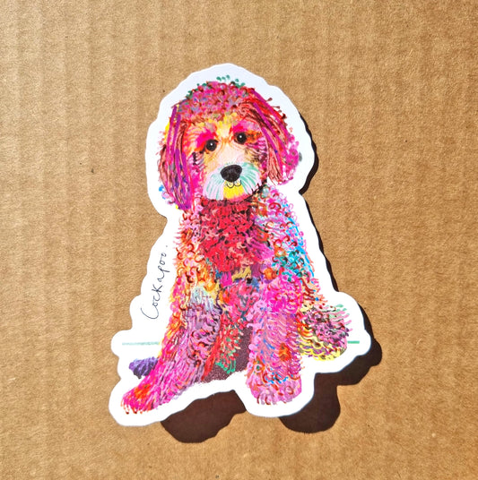 Cockapoo Dog Sticker, I DREW DOGS, Dog Stickers, Dog Gifts