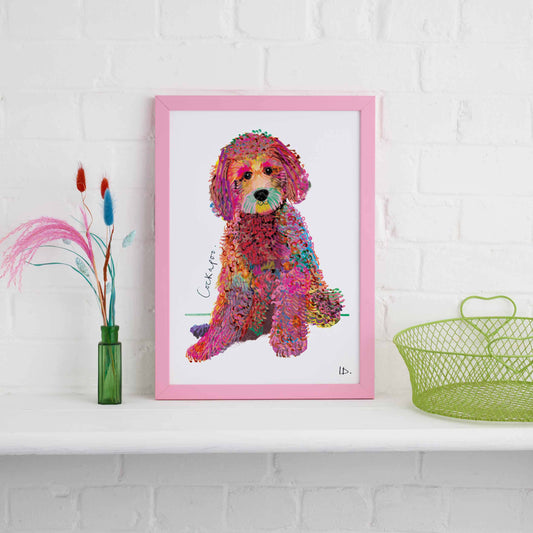 Cockapoo Framed Print, Dog illustration, Dog Gift, WFP002