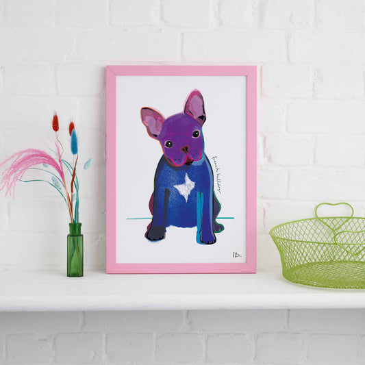 French Bulldog Framed Print, Dog illustration, Dog Gift, WFP009