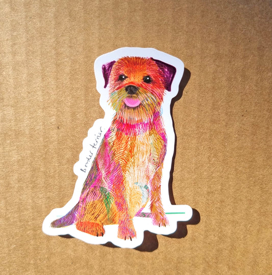 Border Terrier Dog Sticker, I DREW DOGS, Dog Stickers, Dog Gifts