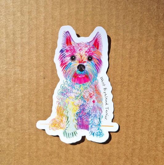 West Highland Terrier Dog Sticker, I DREW DOGS, Dog Stickers, Dog Gifts