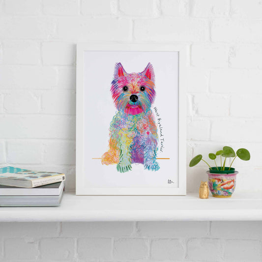 West Highland Terrier Framed Print, Dog illustration, Dog Gift, WFP021