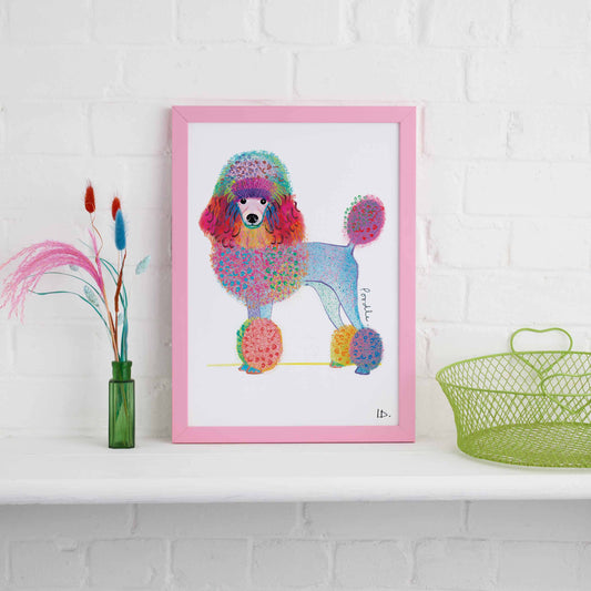 Poodle Framed Print, Dog illustration, Dog Gift, WFP025