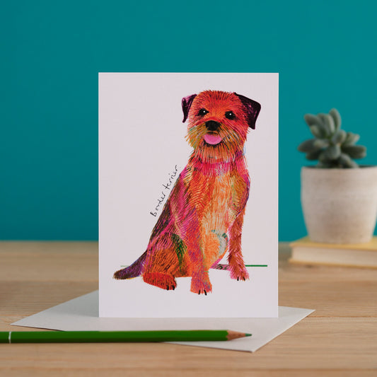 Border Terrier Dog Card, Dog Gift, I DREW DOGS, WF015