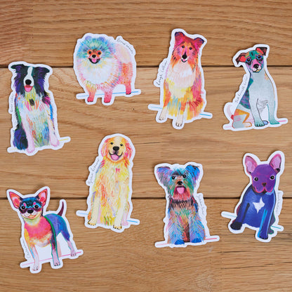 Rough Collie Dog Sticker, I DREW DOGS, Dog Stickers, Dog Gifts.