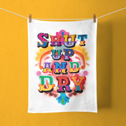 SHUT UP & DRY TEA TOWEL , BUTTWL021