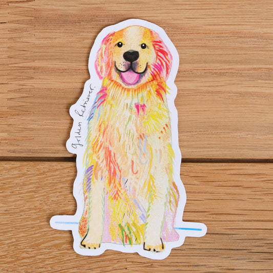 Golden Retreiver Dog Sticker, I DREW DOGS, Dog Stickers, Dog Gifts