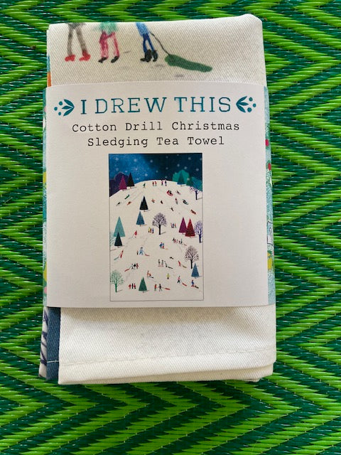 CHRISTMAS SLEDGING TEA TOWEL , LMTTWL263