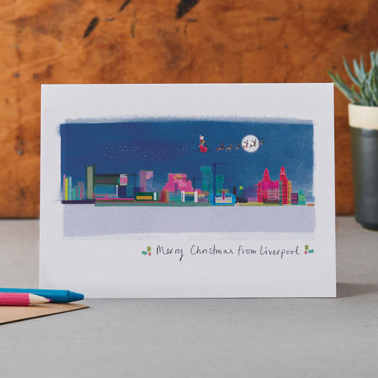 CHRISTMAS CARD LIVERPOOL SKYLINE