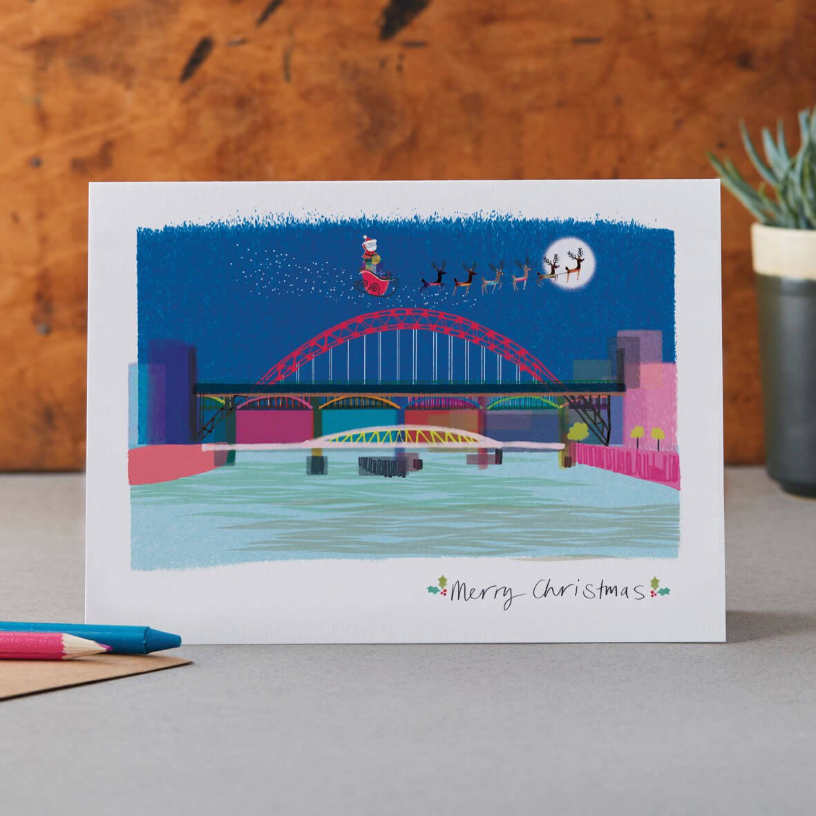 CHRISTMAS CARD TYNE BRIDGE NEWCASTLE