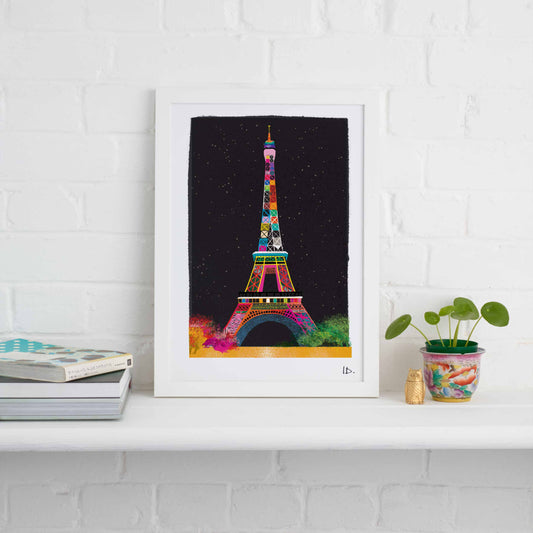 THE EIFFEL BY NIGHT PRINT TOWER