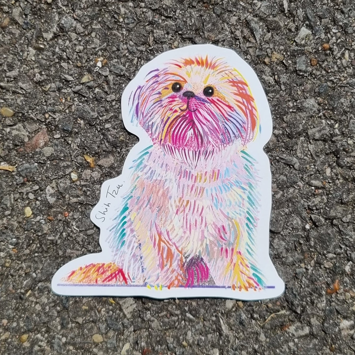 Shih Tzu Dog Sticker, I DREW DOGS, Dog Stickers, Dog Gifts