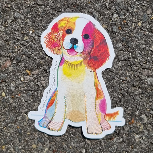 Cavaliar King Charles Spaniel Dog Sticker, I DREW DOGS, Dog Stickers, Dog Gifts