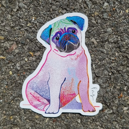 Pug Dog Sticker, I DREW DOGS, Dog Stickers, Dog Gifts