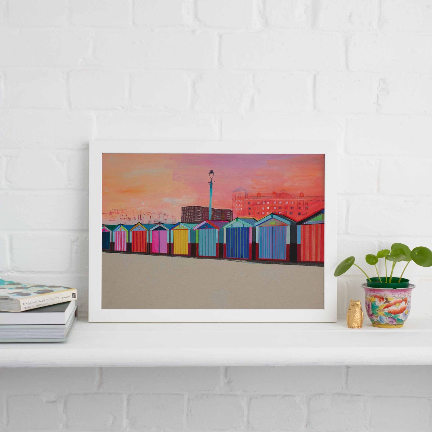 PEACHY BRIGHTON BEACH HUTS PRINT