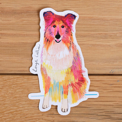 Rough Collie Dog Sticker, I DREW DOGS, Dog Stickers, Dog Gifts.
