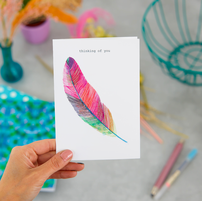 THINKING OF YOU FEATHER CARD