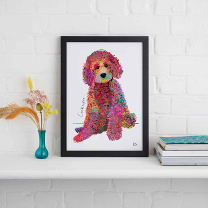 Cockapoo Framed Print, Dog illustration, Dog Gift, WFP002