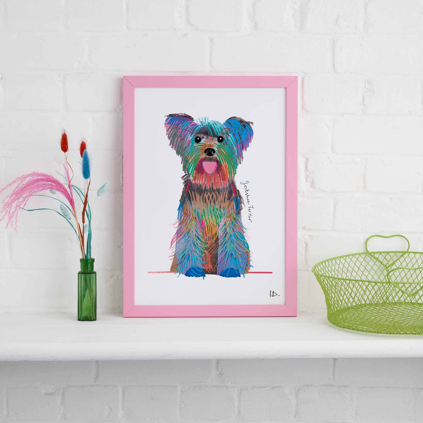 Yorkshire Terrier Framed Print, Dog illustration, Dog Gift, WFP003