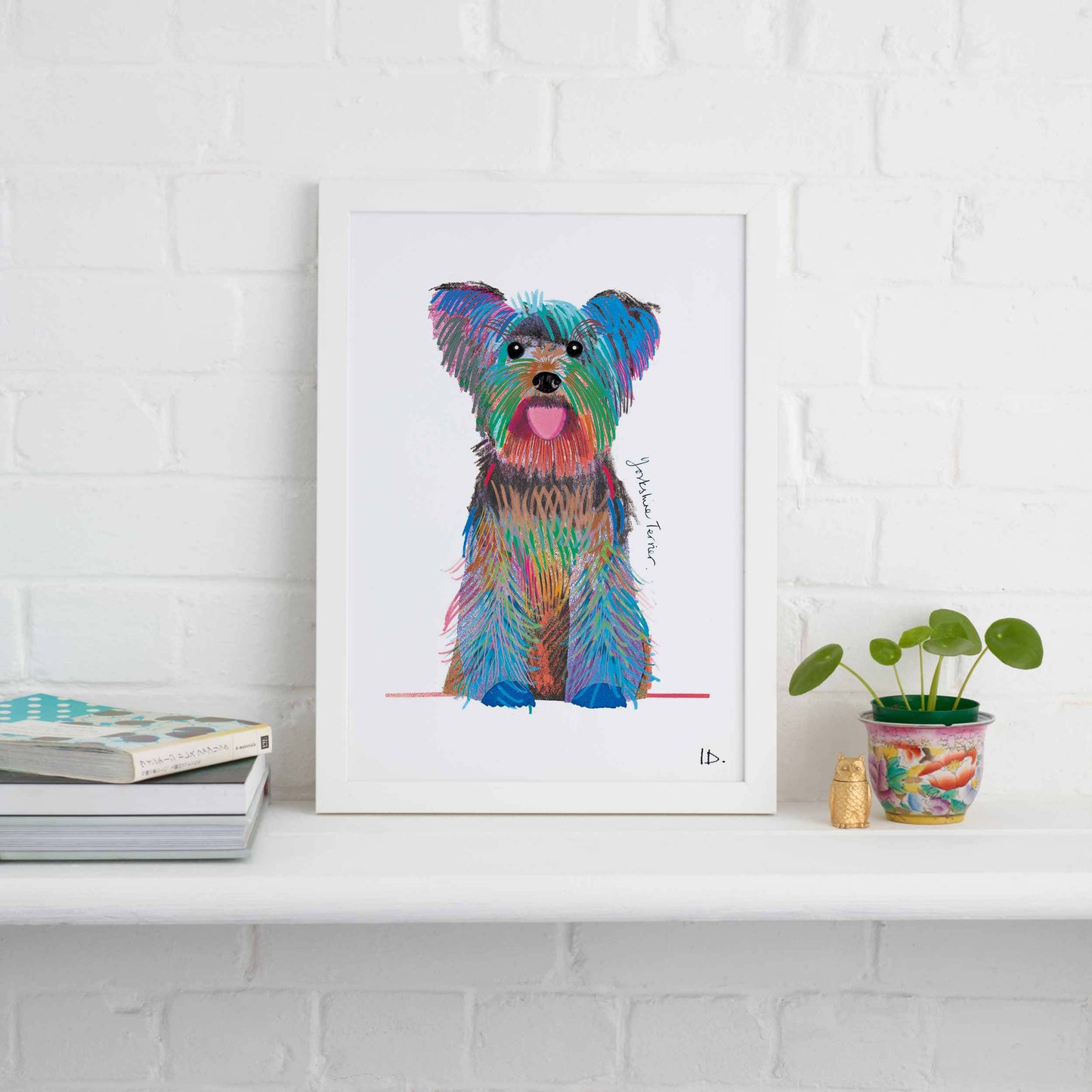 Yorkshire Terrier Framed Print, Dog illustration, Dog Gift, WFP003