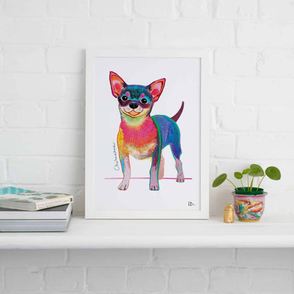 Chihuahua Framed Print, Dog illustration, Dog Gift, WFP004