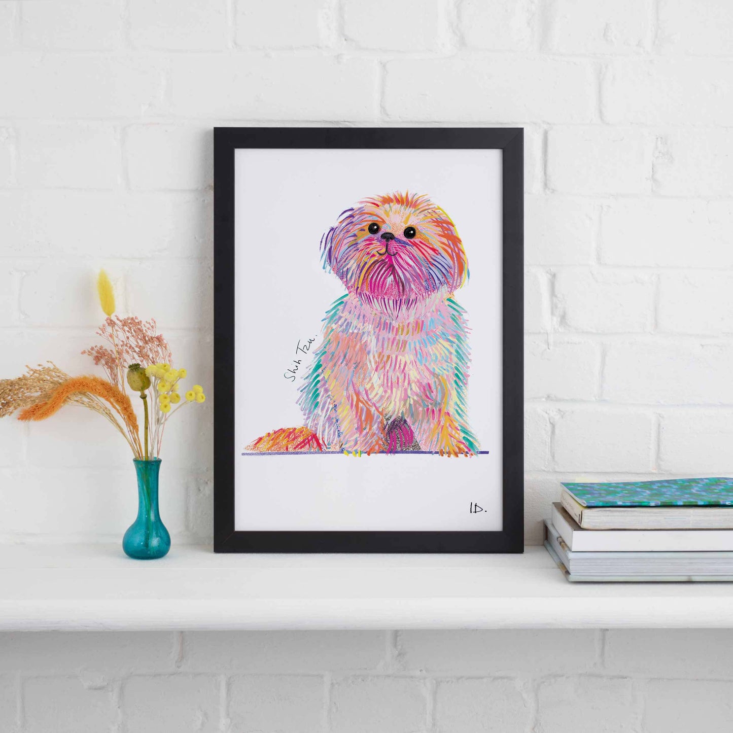 Shih Tzu Framed Print, Dog illustration, Dog Gift - WFP006