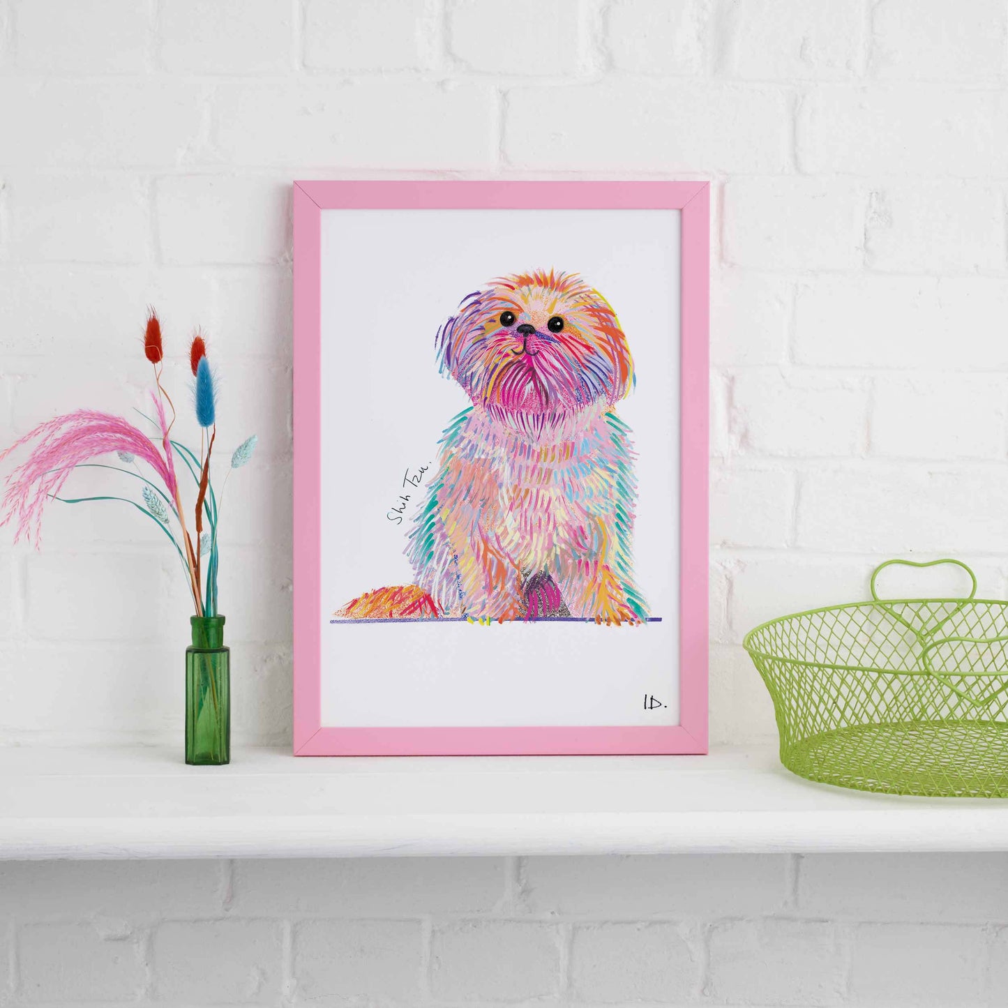 Shih Tzu Framed Print, Dog illustration, Dog Gift - WFP006