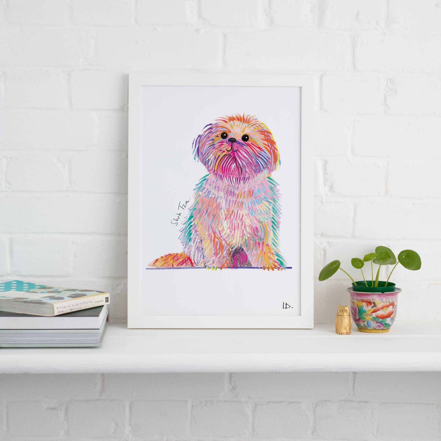 Shih Tzu Framed Print, Dog illustration, Dog Gift - WFP006