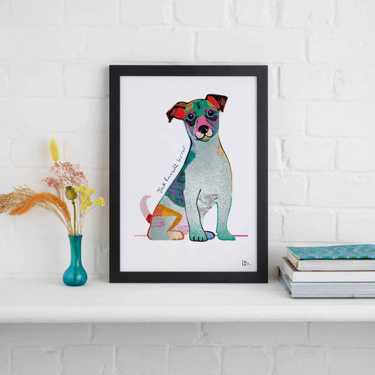 Jack Russell Framed Print, Dog illustration, Dog Gift, WFP016