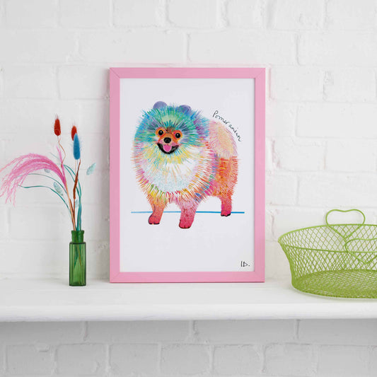 Pomeranian Framed Print, Dog illustration, Dog Gift, WFP019