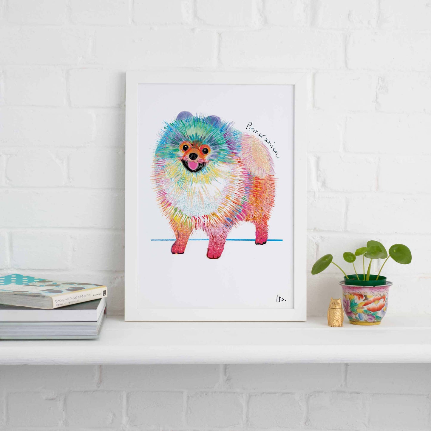 Pomeranian Framed Print, Dog illustration, Dog Gift, WFP019