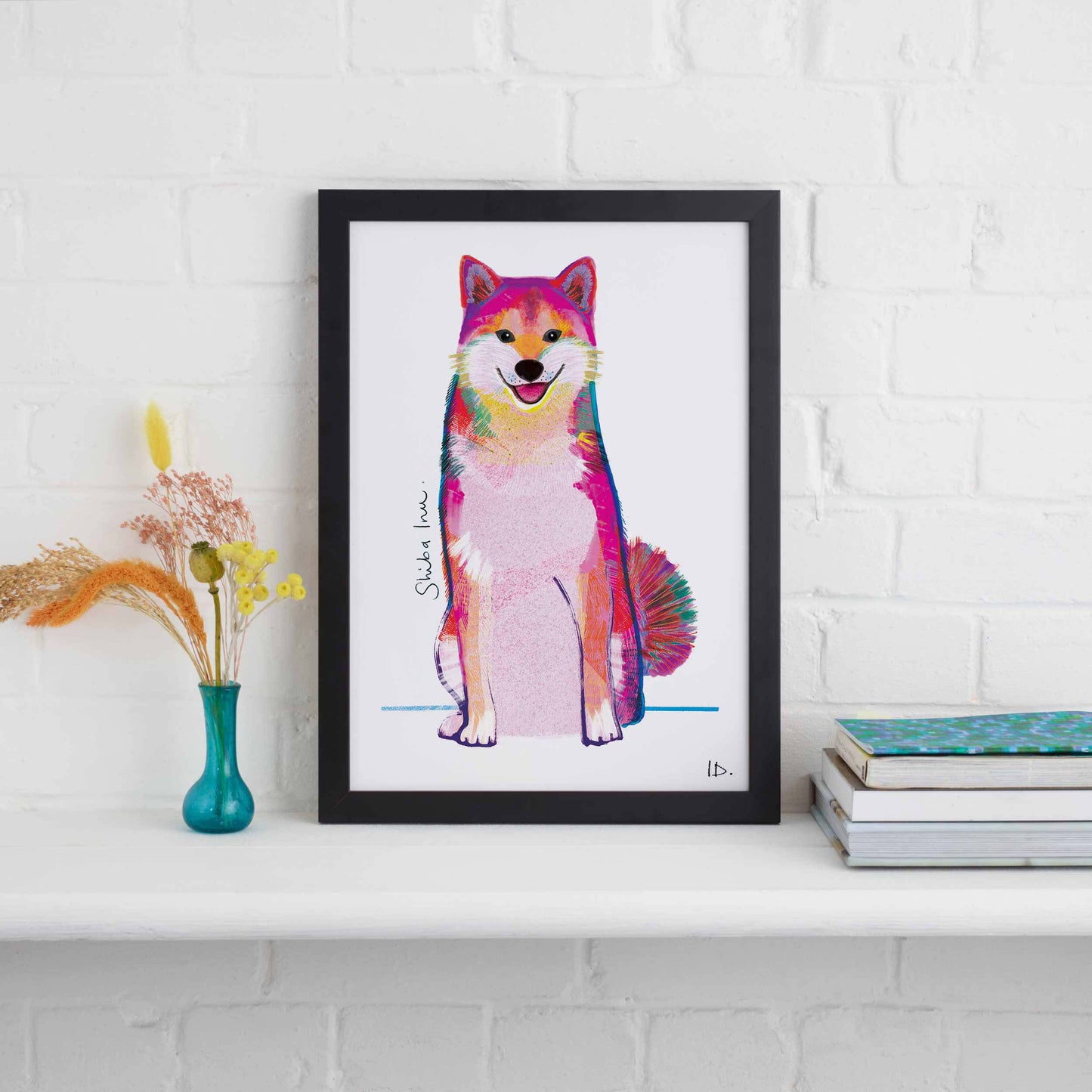 Shiba Inu Framed Print, Dog illustration, Dog Gift, WFP020