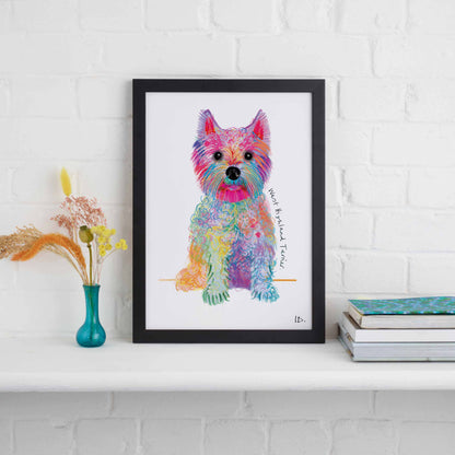 West Highland Terrier Framed Print, Dog illustration, Dog Gift, WFP021