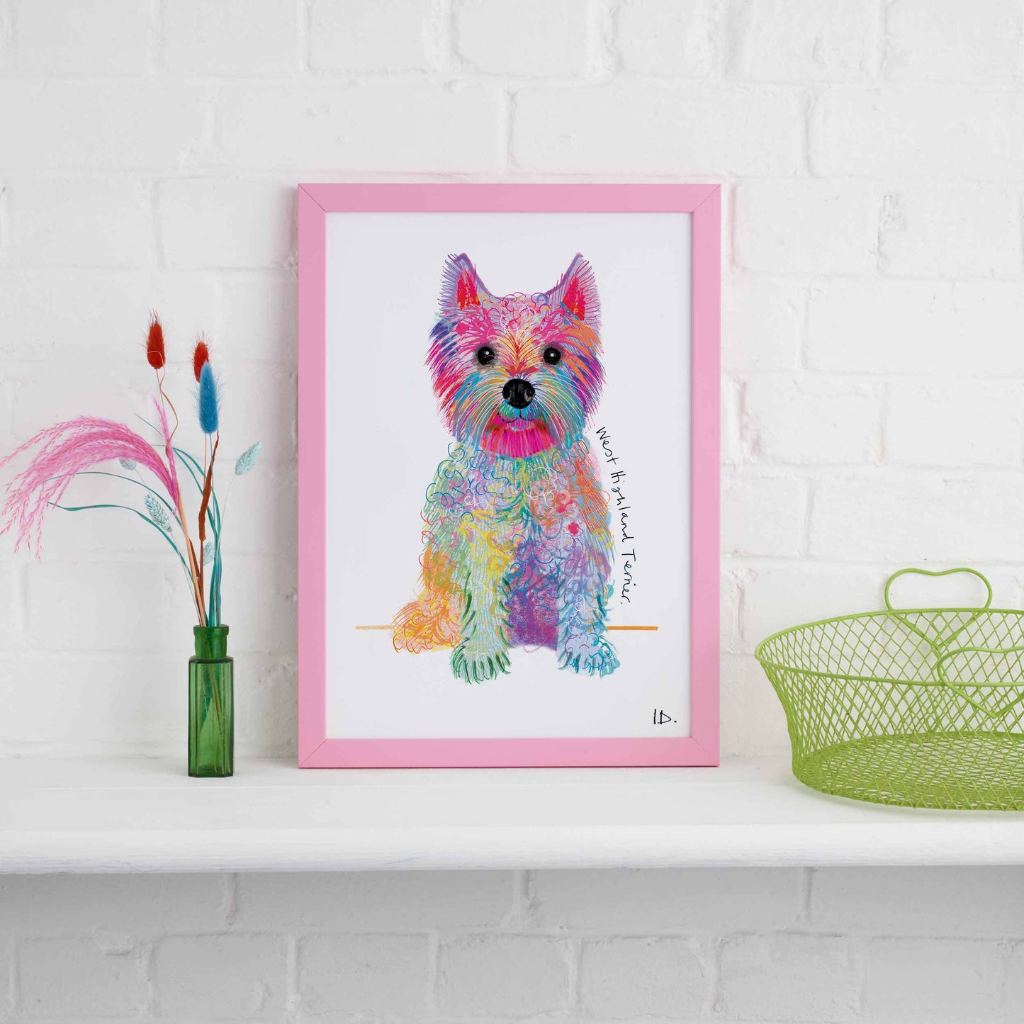 West Highland Terrier Framed Print, Dog illustration, Dog Gift, WFP021