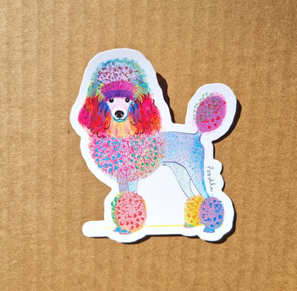 Poodle Dog Sticker, I DREW DOGS, Dog Stickers, Dog Gifts